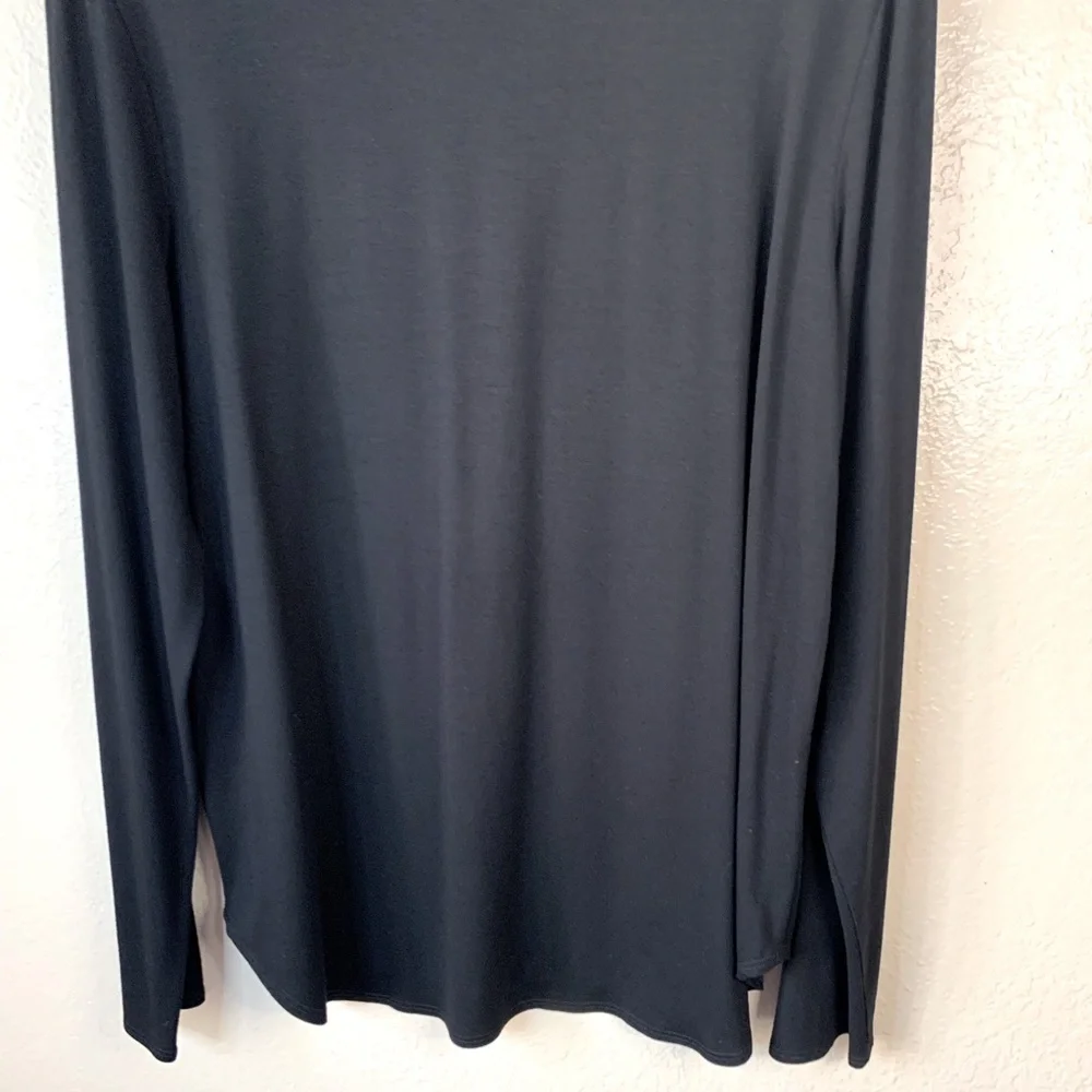 Eileen Fisher Black Minimalist Crew Neck Long Sleeve Blouse Size L